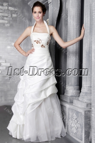 Ivory Halter Wedding Gown Petite 2469