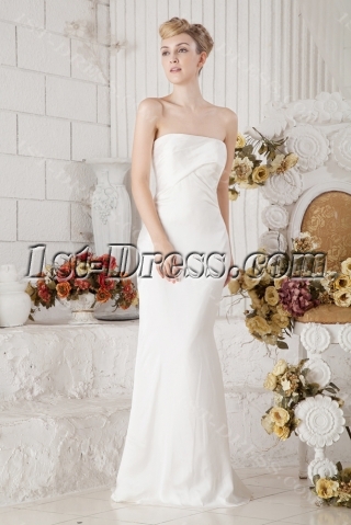 Ivory Simple Sheath Bridal Gown for Garden