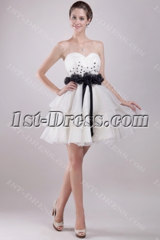 Ivory and Black Short Sweet 16 Dresses Cheap