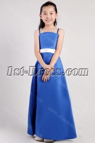 Navy Blue Long Junior Bridesmaid Dresses 2392