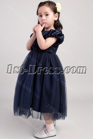 Navy Blue Princess Flower Girl Dresses 2002