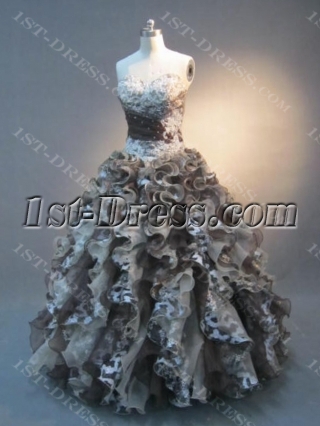 Princess Strapless Sweetheart Floor-Length Satin Organza Quinceanera Dress 4332