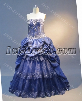  Royalblue A-Line Floor-Length Taffeta Prom Dress 1635