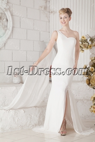 Sheath One Shoulder Mature Bridal Gown