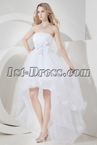 Strapless High-low Beach Wedding Dress Casual