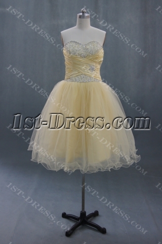 Strapless Knee-Length Organza Homecoming Dress With Ruffle 03671