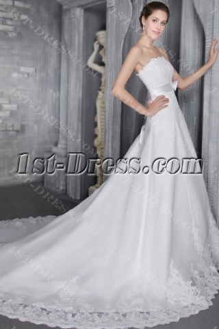 Stylish Strapless Lace Bridal Gown Dress 2734