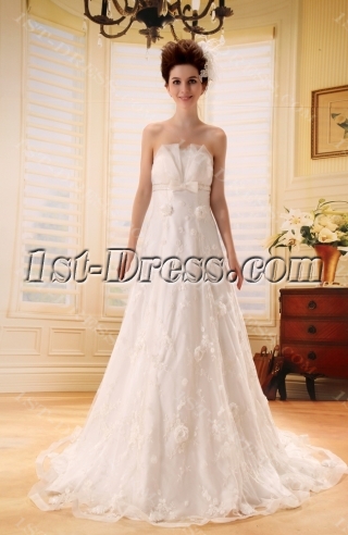 Sweetheart Chapel Train Satin Lace Beach Wedding Dress With Sashes Beadwork Sequins F-099
