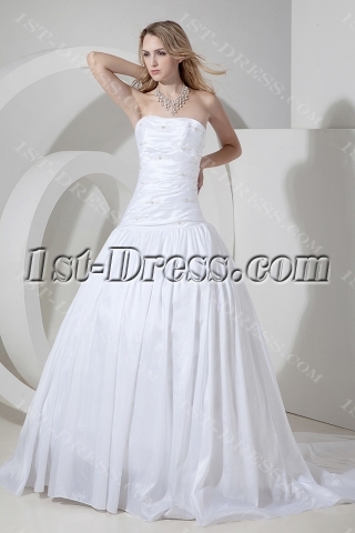White Cheap Ball Gown Wedding Dress with Train