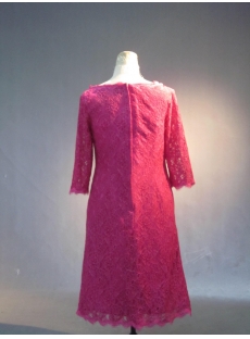 3/4 Sleeves Hot Pink Lace Knee Length Mother of Bride Dress IMG_3908 