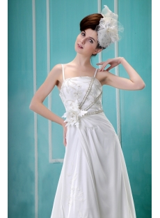 A-Line Asymmetrical Satin Chiffon Wedding Dress With Lace Beadwork
