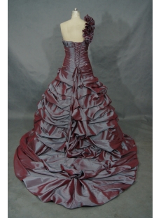 A-Line Ball Gown One Shoulder Natural Waist Non-Strapless Taffeta Wedding Dress  01523