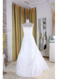 A-Line Ball Gown Princess Bateau Strapless Natural Waist Taffeta Bridal Gowns 5316