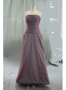 A-Line Ball Gown Strapless Long Floor-Length Taffeta Prom Dress 05457
