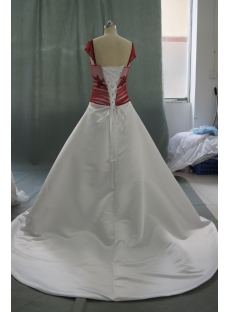 A-Line Ball Gown Sweetheart Dropped Cap Sleeve Satin Wedding Dress 05453