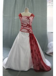 A-Line Ball Gown Sweetheart Dropped Cap Sleeve Satin Wedding Dress 05453