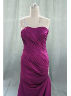 A-Line One Shoulder Long / Floor-Length Elastic Silk-like Satin Prom Dress 05538