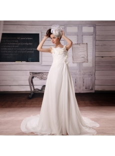A-Line/Princess Square Neckline Floor-Length Chiffon Wedding Dress With Ruffle Beadwork F-088