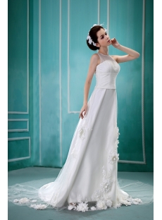 A-Line/Princess Square Neckline Floor-Length Satin Tulle Wedding Dress With Embroidery Ruffle Beadwork Sequins F-069