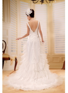 A-Line/Princess Sweetheart Chapel Train Satin Wedding Dress With Ruffle Beadwork F-075