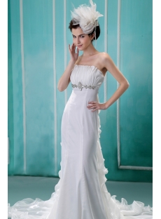 A-Line/Princess Sweetheart Floor-Length Chiffon Wedding Dress With Ruffle F-076 