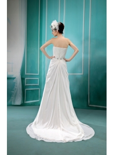 A-Line Strapless Court Train Chiffon Wedding Dress With Ruffle Beadwork  