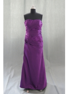 A-Line Strapless Floor-Length Silk-like Satin Prom Dress 04951