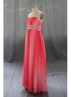 A-Line Strapless Long Floor-Length Chiffon Elastic Silk-like Satin Evening Dress 05364