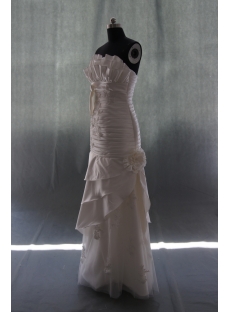 A-Line Strapless Sweetheart Natural Waist Taffeta Wedding Dress 04937