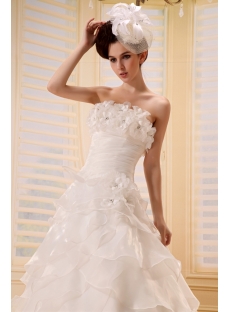 A-Line Sweetheart Asymmetrical Organza Wedding Dress With Flower(s)