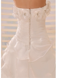 A-Line Sweetheart Asymmetrical Organza Wedding Dress With Flower(s)