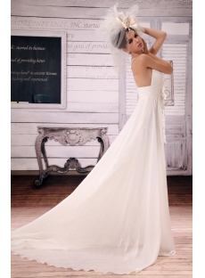 A-Line V-neck Court Train Chiffon Wedding Dress With Ruffle Beadwork 