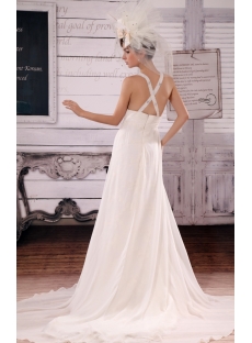 A-Line V-neck Court Train Chiffon Wedding Dress With Ruffle Beadwork 