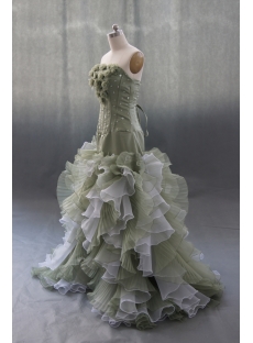 Ball-Gown Court Train Organza Wedding Dress With Ruffle Flower 04148