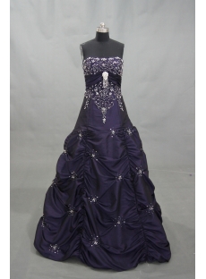 Ball Gown Floor-Length Taffeta Quinceanera Dress With Embroidered Beading 02982