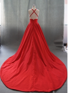 Ball Gown Princess Halter V-Neck Taffeta Wedding Dress 05019