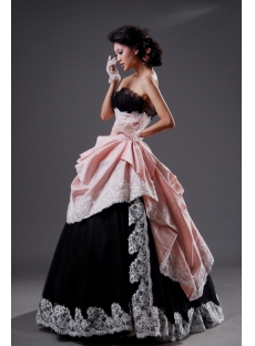 Ball Gown Princess Long / Floor-Length Taffeta Organza Quinceanera Dress 2224-1