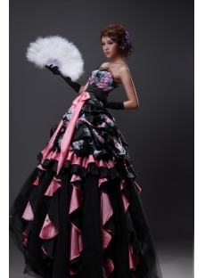 Ball Gown Princess Long / Floor-Length Taffeta Organza Quinceanera Dress H2147