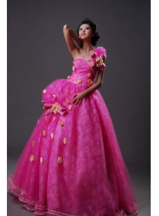 Ball Gown Princess Long / Floor-Length Taffeta Organza Quinceanera Dress Y009