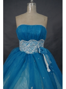 Ball Gown Princess Strapless Floor-Length Satin Organza Cheap Quinceanera Dress 01483