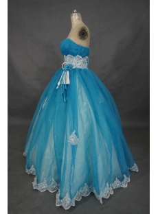 Ball Gown Princess Strapless Floor-Length Satin Organza Cheap Quinceanera Dress 01483