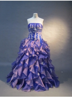 Ball Gown Princess Strapless Floor-Length Satin Organza Quinceanera Dress 1574