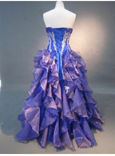 Ball Gown Princess Strapless Floor-Length Satin Organza Quinceanera Dress 1574