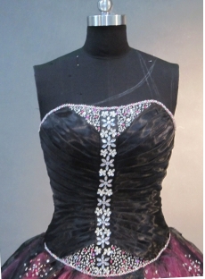 Ball Gown Princess Strapless Floor-Length Satin Organza Quinceanera Dress 1671
