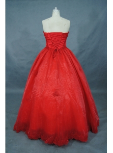 Ball Gown Princess Strapless Long / Floor-Length Satin Organza Quinceanera Dress 01507