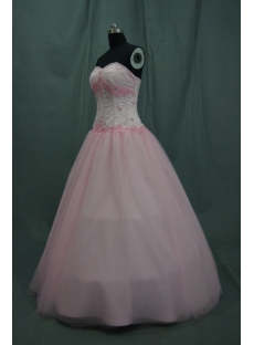 Ball Gown Princess Strapless Long / Floor-Length Satin Tulle Quinceanera Dress 06367