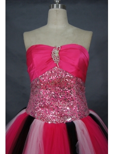 Ball Gown Princess Strapless Long / Floor-Length Taffeta Tulle Quinceanera Dress 01314