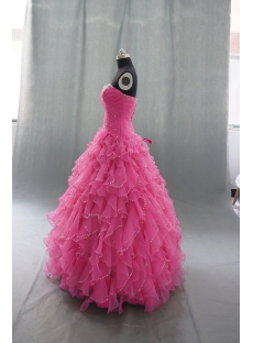 Ball Gown Princess Strapless Sweetheart Floor-Length Satin Organza Quinceanera Dress 05059