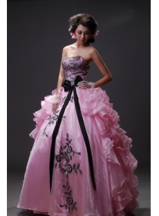 Ball Gown Princess Strapless Sweetheart Long / Floor-Length Satin Organza Quinceanera Dress 2219