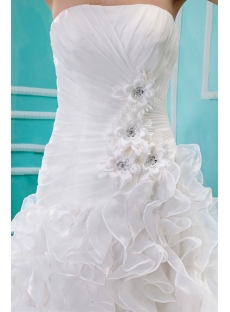 Ball-Gown Strapless Chapel Train Satin Organza Wedding Dress F-121